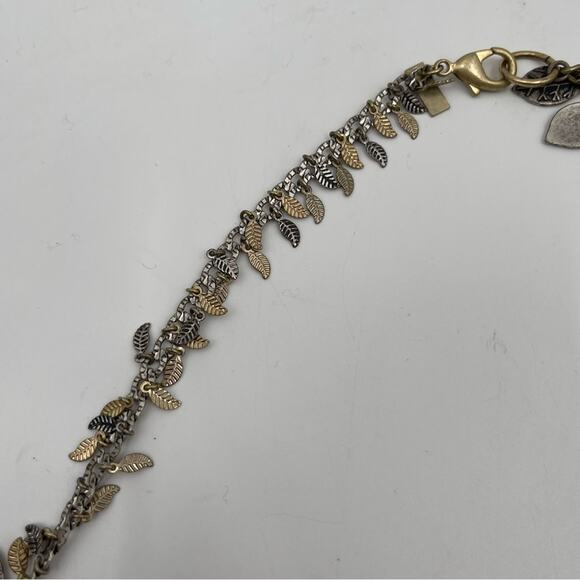 JESSICA SIMPSON Necklace Leaf Feather Boho Mixed Media Gold Silver Long Jewelry - Picture 6 of 10